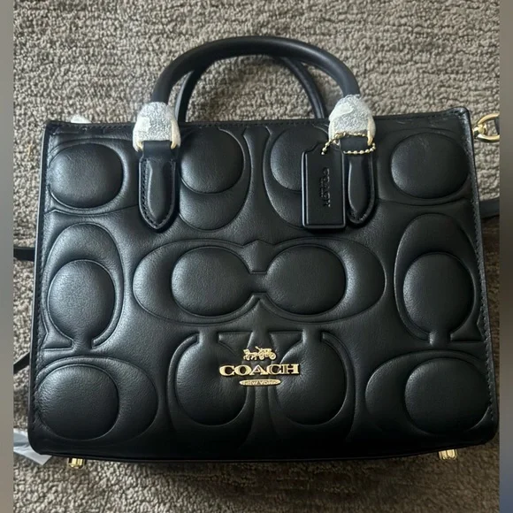 Coach Maggie Small Tote Bag In Signature Leather CY670 Black NWT - Picture 6 of 15